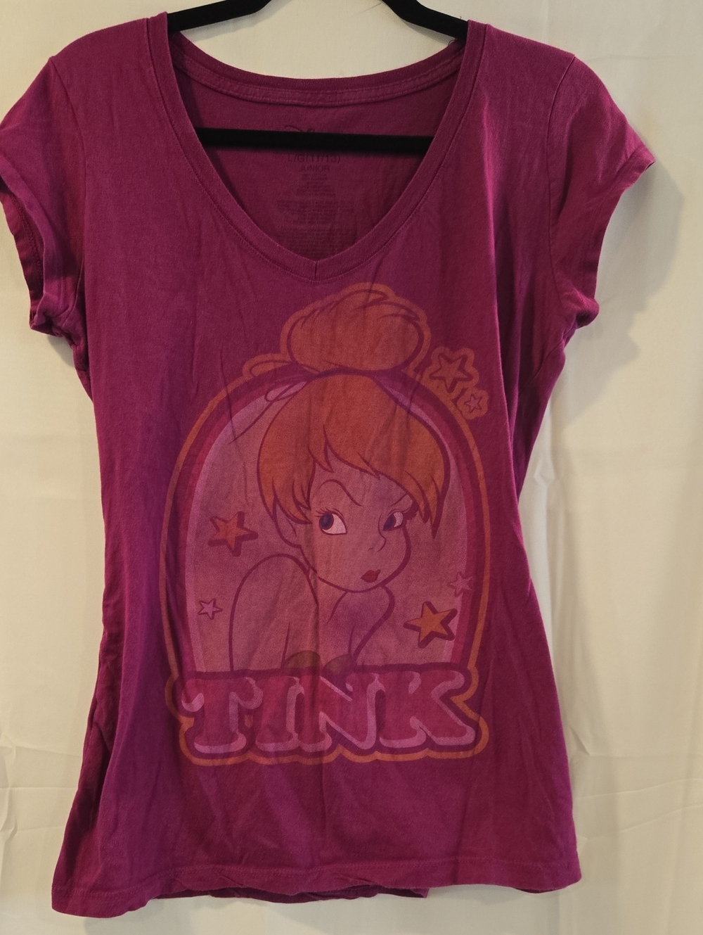 Disney Tinker Bell 'Tink' V-Neck Graphic T-Shirt - Magenta Purple